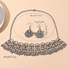 Retro Alloy Choker Necklace & Dangle Earring Sets for Women FS-WG4A54C-01-2