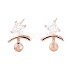 925 Sterling Silver with Cubic Zirconia Stud Earring Findings EJEW-B038-19RG-1