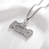Alloy Full Crystal Rhinestone Crown with Word KING Pendant Necklaces for Unisex WGC5C6D-02-1