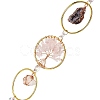 Flat Round with Tree of Life Natural Gemstone Chips Chandelier Hanging Suncatcher AJEW-Q143-03-4