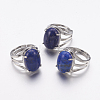 Natural Lapis Lazuli Wide Band Finger Rings X-RJEW-K224-A15-3