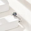 Rhodium Plated 925 Sterling Silver Moissanite Adjustable Rings for Women RJEW-U038-09P-3