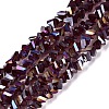 Electroplate Transparent Glass Beads Strands EGLA-Q139-01A-A28-1