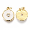Brass Micro Pave Clear Cubic Zirconia Charms ZIRC-B002-32G-C-2