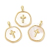Rack Plating Brass Pendants with Shell KK-Q775-01G-3