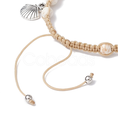 Feather & Turtle & Shell Shape Alloy Charm Bracelet BJEW-TA00389-01-1