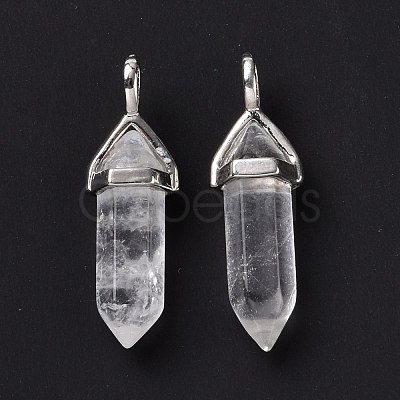 Natural Quartz Crystal Pointed Pendants G-K329-53P-1