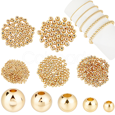 500Pcs 5 Styles Rack Plating Brass Beads KK-BBC0023-24G-1
