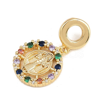 Brass Pave Colorful Cubic Zirconia European Dangle Charms KK-N271-26G-1