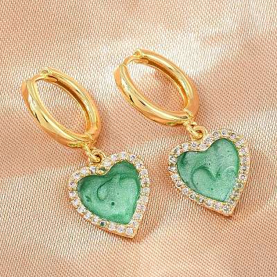 Brass Micro Pave Cubic Zirconia Hoop Dangle Earrings KK-CBA8324-16G-01-1