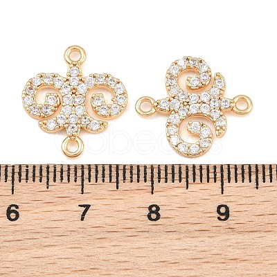 Brass Micro Pave Clear Cubic Zirconia Connector Charms CU-CBA7BFE-03A-G-1
