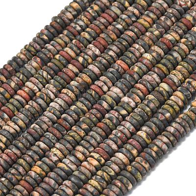 Frosted Natural Leopard Skin Jasper Beads Strands G-K389-C30-01-1