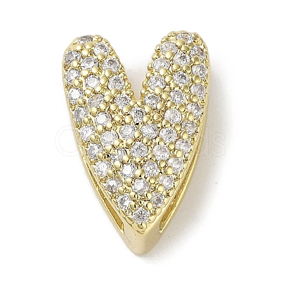 Rack Plating Brass Micro Pave Clear Cubic Zirconia Slide Charms KK-R163-10G-1