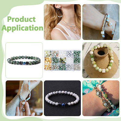 420Pcs Natural & Synthetic Mixed Gemstone Round Beads with 40Pcs Iron Rhinestone Spacer Beads DIY-ME0001-16-1