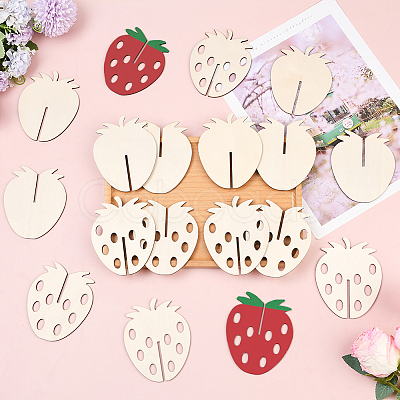 24Pcs 2 Styles Unfinished Wood Strawbeery Ornaments WOOD-SC0002-26-1