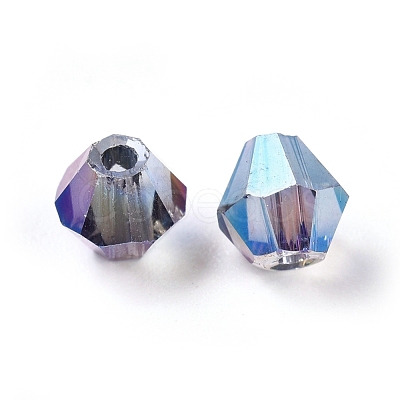 Faceted Bicone Electroplate Glass Beads X-EGLA-R094-4mm-M2-1