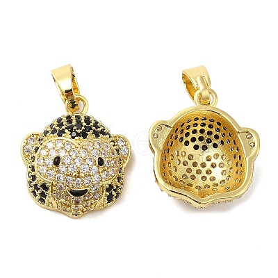 Rack Plating Brass Micro Pave Cubic Zirconia Pendants KK-M252-03G-1