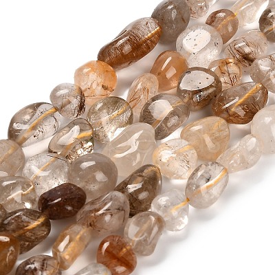 Natural Gold Rutilated Quartz Beads Strands G-P568-C09-01-1