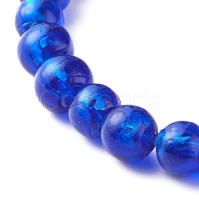Handmade Silver Foil Glass Beaded Stretch Bracelets BJEW-JB06464-1