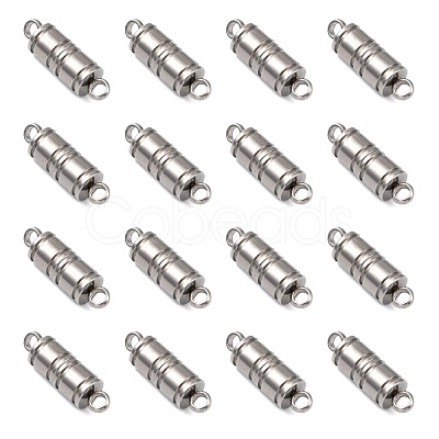 Tarnish Resistant Column 304 Stainless Steel Magnetic Clasps with Loops STAS-I028-1