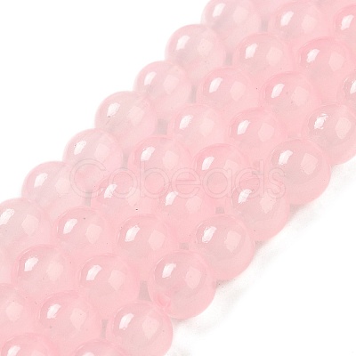 Baking Paint Imitation Jade Glass Round Bead Strands X-DGLA-Q021-8mm-45-1