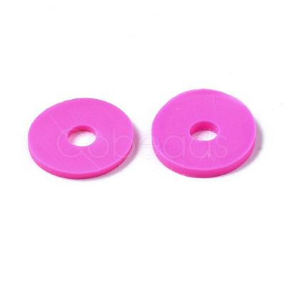 Flat Round Handmade Polymer Clay Beads CLAY-R067-12mm-31-1