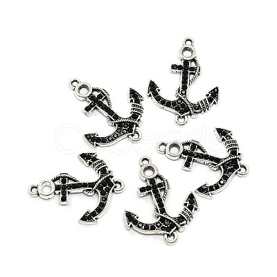 Anchor Antique Silver Tone Alloy Rhinestone Links connectors ALRI-N024-03E-1