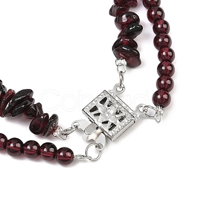 Natural Garnet Chip Beads Multi-strand Bracelet BJEW-JB07052-03-1