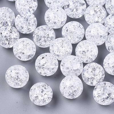 Transparent Crackle Acrylic Round Beads Strands CCG-R002-12mm-01-1