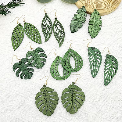 Wood Dangle Earrings for Women WGE9009-01-1