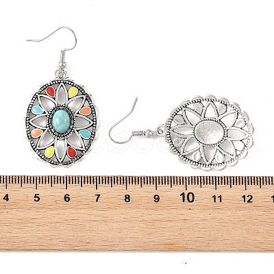 Bohemian Alloy Enamel & Synthetic Turquoise Dangle Earrings for Women EJEW-JE07341-1