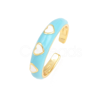 Brass Enamel Cuff Open Rings RJEW-P190-01G-02-1