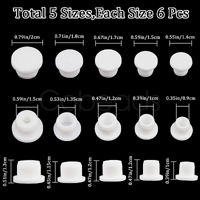 30Pcs 5 Styles Silicone Bottle Seal Plug AJEW-GF0007-97-1