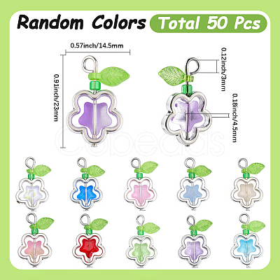 50Pcs Glass Flower Pendants FIND-SC0020-56-1