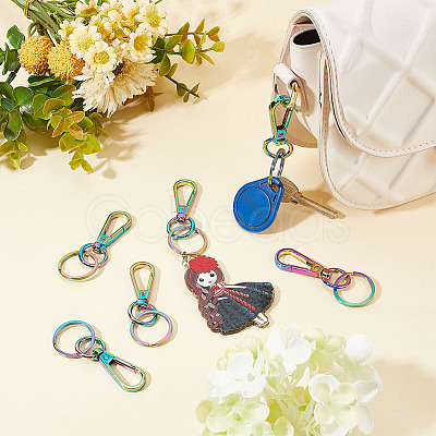 PandaHall Elite Rainbow Color Zinc Alloy Keychain Clasps FIND-PH0006-46-1