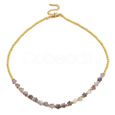 Natural Amethyst Beaded Necklaces NJEW-P311-04D-G-1