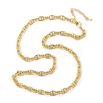 Brass Oval Link Chain Necklaces for Women Men NJEW-F337-05G-1