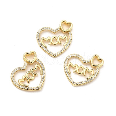 Rack Plating Brass Micro Pave Cubic Zirconia Pendants KK-K270-28G-1