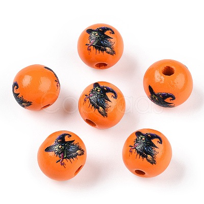 Halloween Theme Wood European Beads WOOD-N016-04H-1