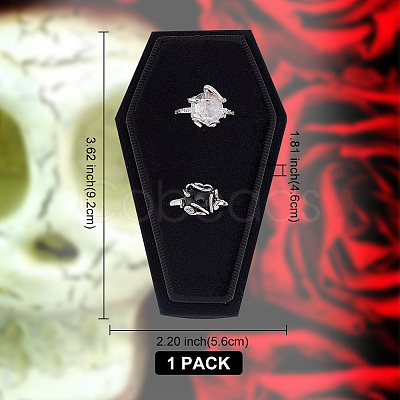 Halloween Theme Coffin Shaped Velvet Finger Ring Boxes VBOX-WH0015-01A-1