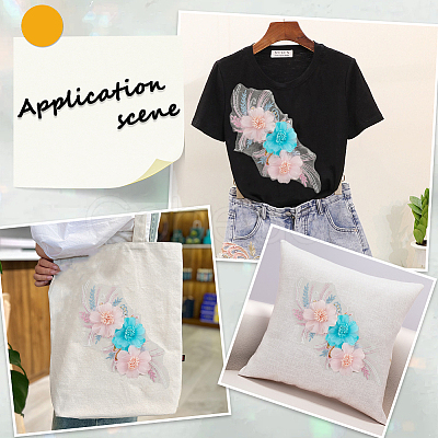 Polyester Embroidery Lace Cloth Patches AJEW-WH20070-077-1