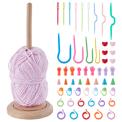 1Bag Rotatable Wooden Yarn Spinner for Knitting Ribbon Tape Rope AJEW-WR0003-57-1