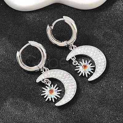 Brass Micro Pave Cubic Zirconia Hoop Dangle Earrings KK-CBA8324-05A-P-1