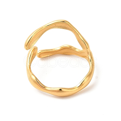 Ion Plating(IP) 304 Stainless Steel Cuff Finger Ring RJEW-E063-32G-1