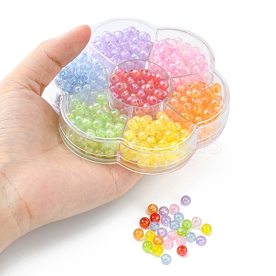 490Pcs 7 Colors Transparent Acrylic Beads MACR-YW0002-03-1