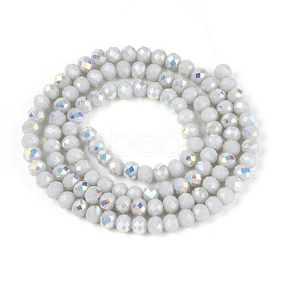 AB Color Plated Opaque Glass Rondelle Beads Strands EGLA-T029-4mm-09M-1