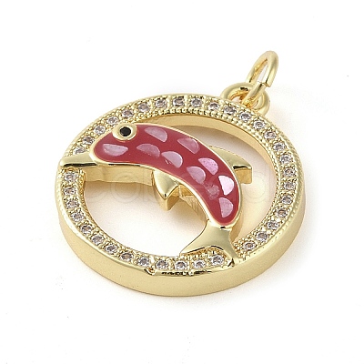 Brass Micro Pave Clear Cubic Zirconia Pendants KK-Q813-05G-1