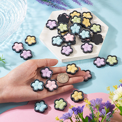 50Pcs 5 Colors Sakura Opaque Resin Cabochons CRES-TA0001-74-1