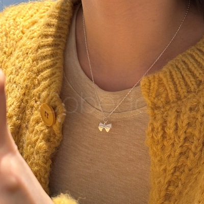 Bowknot 925 Sterling Silver Pendant Necklaces for Women NJEW-F338-04S-1