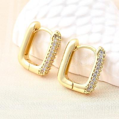Brass Micro Pave Clear Cubic Zirconia Hoop Earrings EJEW-Z121-10G-1